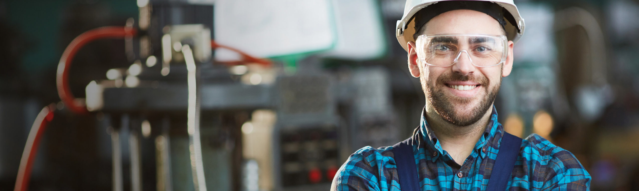 male HVAC technician with safety glasses