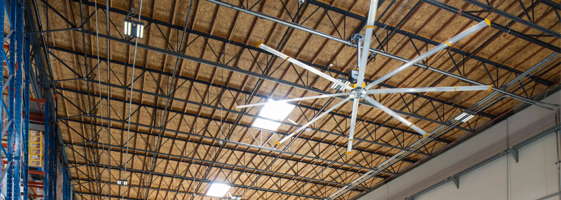 Big Ass Fan on warehouse ceiling